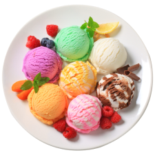 A plate with various ice creams